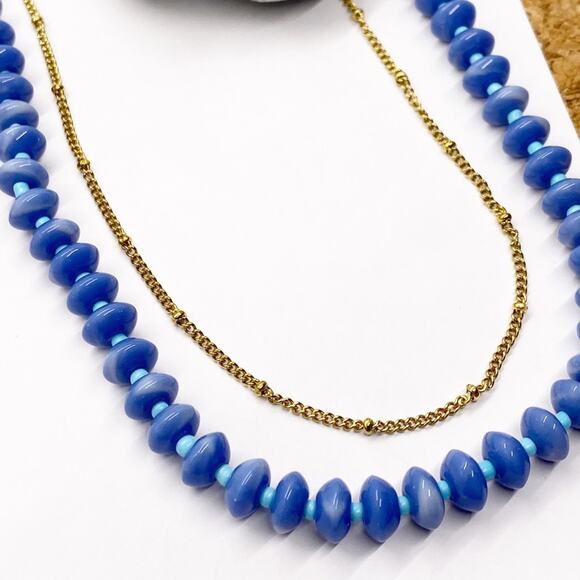 NEW Summer Blue Semiprecious Stone Necklace - Picture 4 of 9